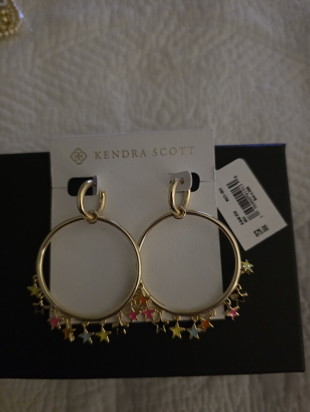 Kendra Scott Gold Hoop Earrings with Multicolor Star Charms